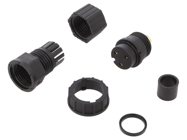 Connector: rond; stekker; maat D; vrouwelijk; PIN: 3; verguld; 20A Connector: rond; stekker; maat D; vrouwelijk; PIN: 3; verguld; 20A